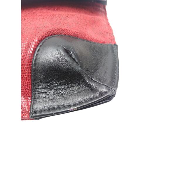 Vtg Due Fratelli Red And Black Leather Shoulder Bag - Picture 9 of 10